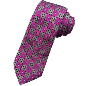 Ted Baker London Tie Mens Pink Geometric Art 100% Silk Luxury Necktie USA